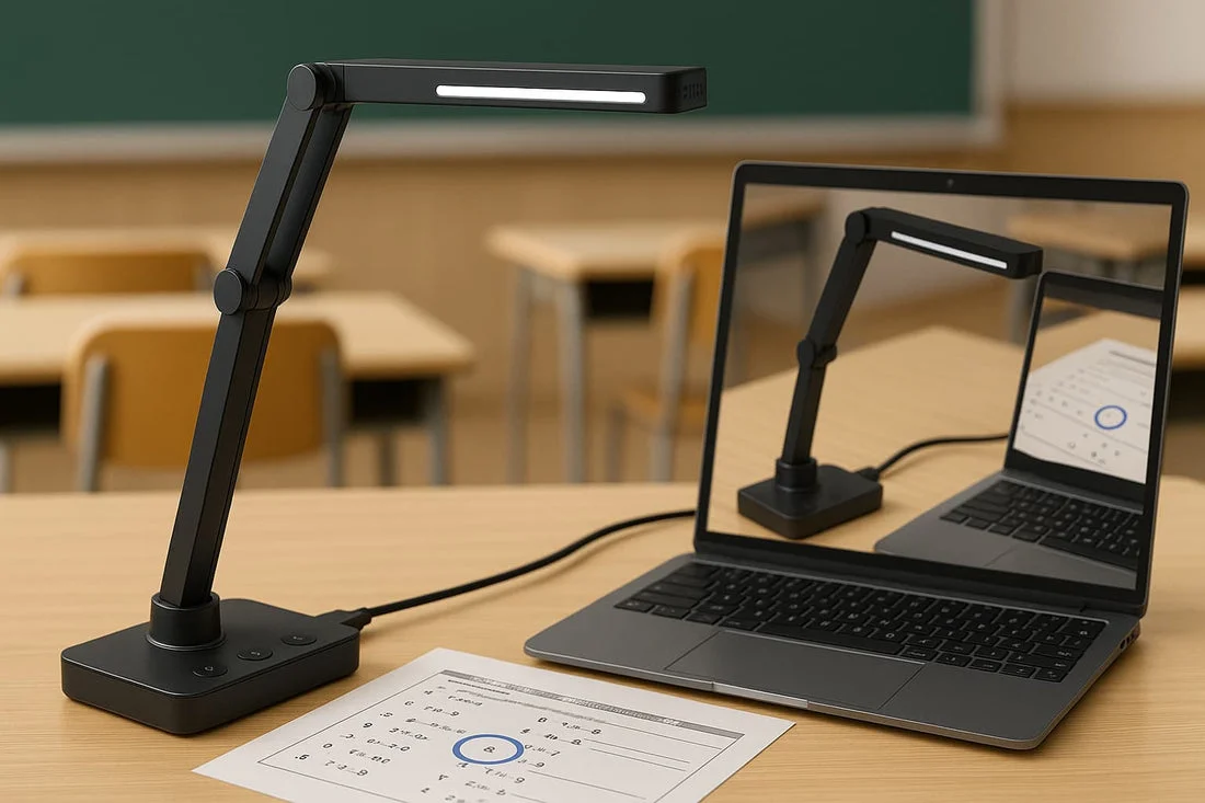 document camera for remote work desk demonstration